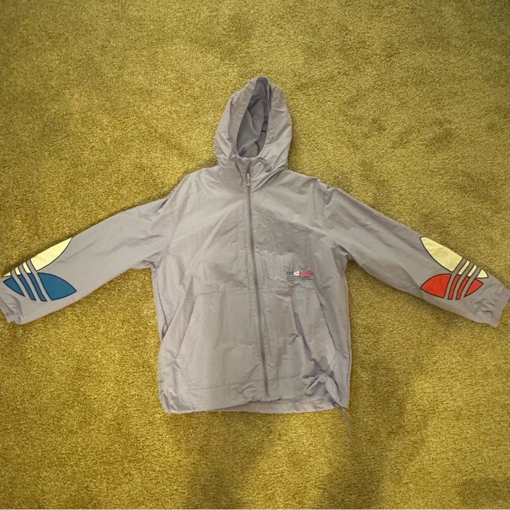 Adidas Purple Hooded Windbreaker with Red and Blue Accents
